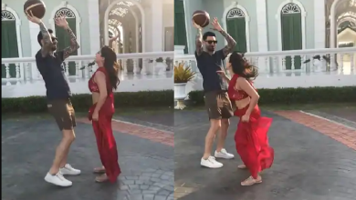 Photo of सनी लियोन ने पति संग खेला बास्केट बॉल, देखें कैसे रेड साड़ी में बरपा रही हैं कहर